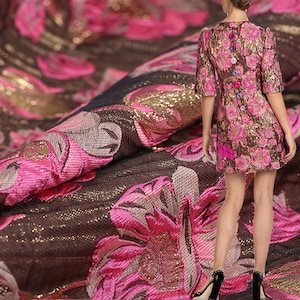 Elegant Lotus Pattern Jacquard Fabric, Embrossed Style Jacquard Fabric, Brocade Fabric, Fashion Fabric, For Wedding Party Dress -55&quot; wide
