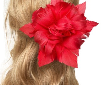 Rojo personalizado pluma flor ramera flores sintéticas adorno Millinery plumas sombrero haciendo para bodas fascinadores velos 1 pieza