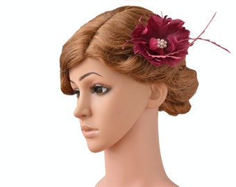 Personalizado pluma flor ramo perlado flores de imitación Millinery plumas de ganso Derby Ascot sombrero haciendo para fascinadores de la boda 1 pieza