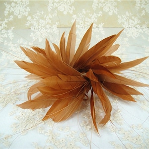 Handmade Natural Dyed  Feather Flower Mount Bouquet Faux flowers Millinery Goose Peacock Feathers for Hat Making Wedding Fascinators 1 Piece