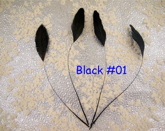 Black Natural Stripped Coque Feathers for Millinery Plume Craft Hat Making Headpiece Dyed Rooster Loose Feather 5-7" 10/25/50/75/100 PCS