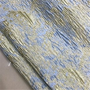 High- end Floral Jacquard Fabric, Polyeter Cotton Brocade Fabric, Emboss Damask Fabric for Haute Couture Costume Dress Design Sky Blue