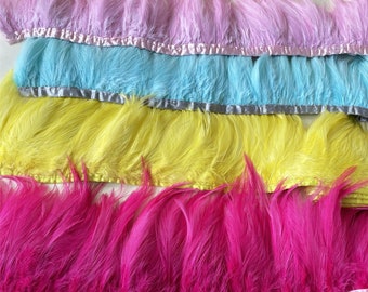 80 Colors Dyed  Rooster Hackle Feather Feathers Plume Fringe Trims for Millinery Craft Fascinators Hat DIY Dance Costume Saddle Handmade
