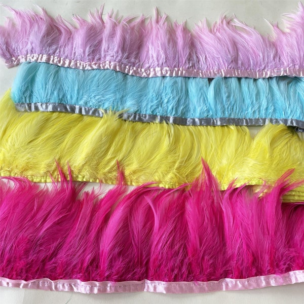 80 Colors Dyed  Rooster Hackle Feather Feathers Plume Fringe Trims for Millinery Craft Fascinators Hat DIY Dance Costume Saddle Handmade