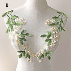 Vigne verte broderie dentelle appliques motif forêt feuilles patchs appliques couture sur mariage mariée robe de soirée robe 1 paire B