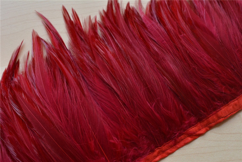 Burgundy Handmade Dyed Rooster Hackle Feather Feathers Plume Etsy