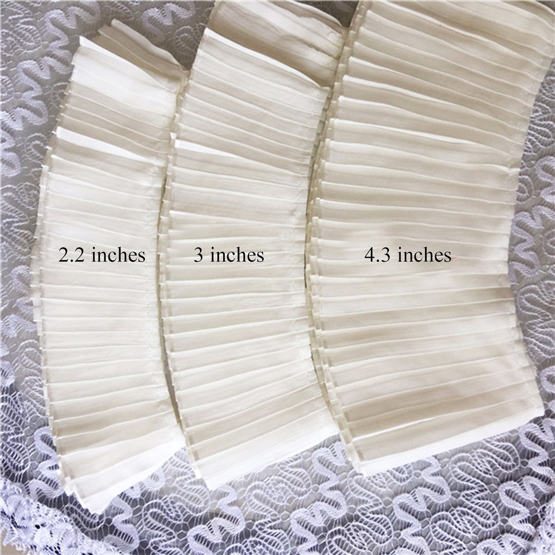 1 Yard Three-Layer Pleated Chiffon Lace Trim - Ribbon For Skirt Hem, Wedding Dresses, Crafts - Unbranded