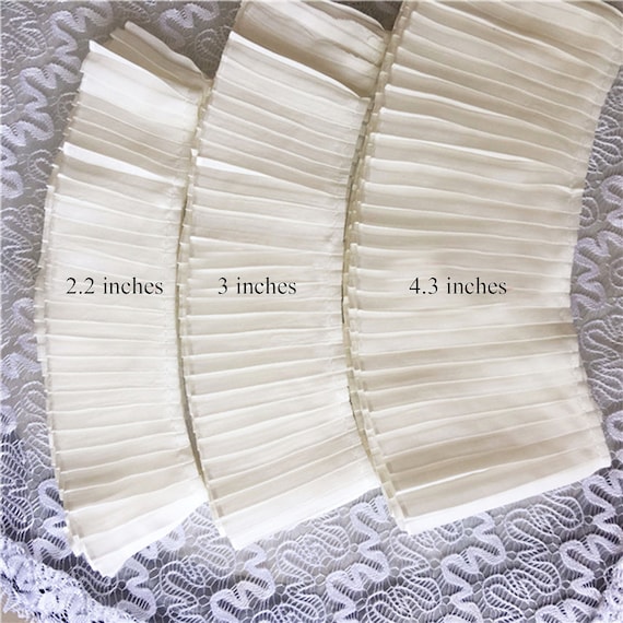 Bordi in pizzo plissettato in chiffon, nastro piegato, frange, bordi per abiti da bambina, decorazioni per bambole, tagliati su misura - Italia