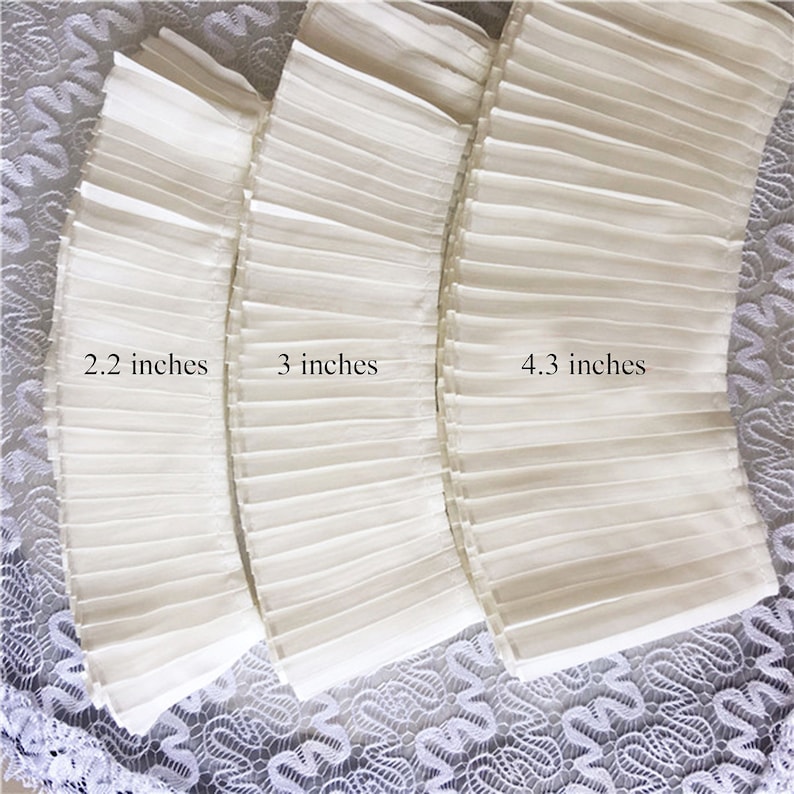 Mousseline de soie plissée garnitures en dentelle ruban plié frange bord coupe pour fille robe robe poupée décor par yard image 1