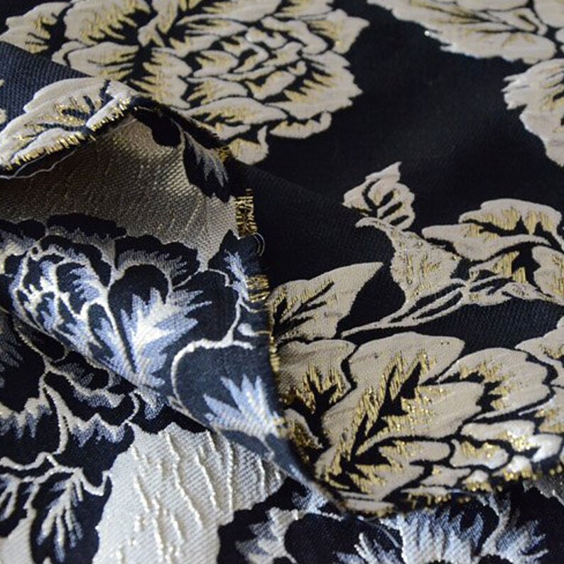 Peony Floral Emboss Jacquard Fabric Polyeter Brocade Damask - Etsy