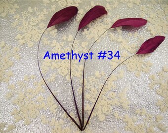 Amethyst Natural Stripped Coque Feathers for Millinery Plume Craft Hat Making Headpiece Dyed Rooster Loose Feather 5-7" 10/25/50/75/100 PCS