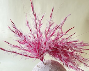 Customized Natural Dyed Biot Feather Flower Mount Bouquet Faux flowers Millinery Peacock Feathers for Hat Making Wedding Accessories 1 Piece