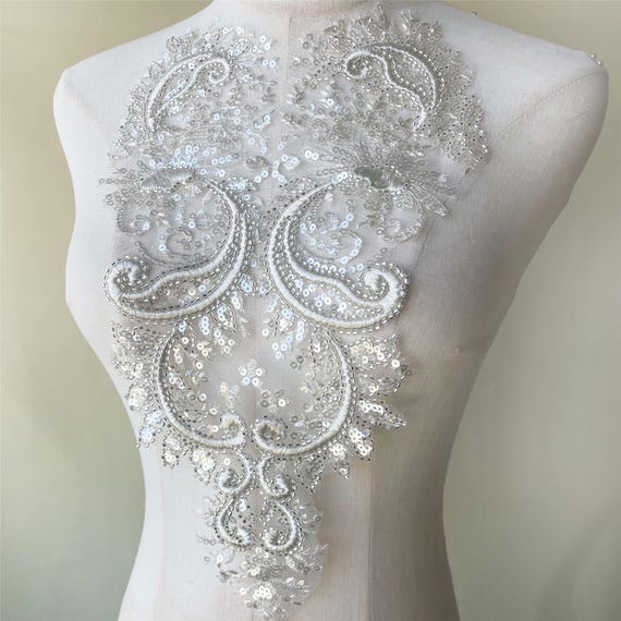 Embroidery Lace Applique With Beads Sequin Flower Lace Patch Sewing on Bridal  Wedding Dress Dress Skirt 1 PC - Etsy