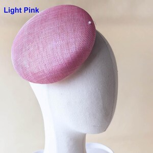 Round Shaped Button Fascinator Sinamay Hat Base Top Hat for Millinery & Hat Making 5.9" Diameter Light Pink