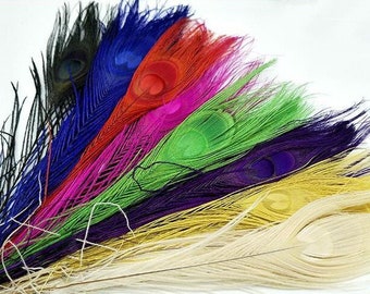 25-30cm Colourful  Natural Peacock Feathers 5pcs  for Christmas festival DIY home Wedding Party hat Decor Hair Accessories