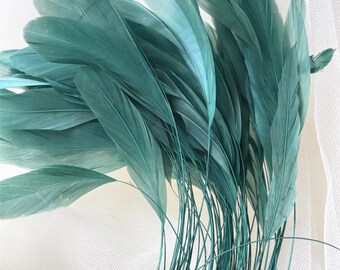 Emerald Stripped Coque Feathers for DIY Millinery Plume Hat Making Headpiece 5-7"