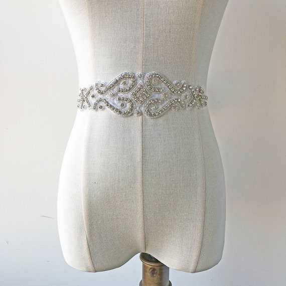 Shiny Rhinestone Applique Diamante Appliques Bridal Sash  display picture 3