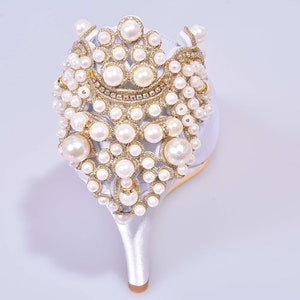 2PCS Pearl Crystal Rhinestone Shoe Clips Applique Diamante Appliques Sash Belt DIY Iron Glue on Shoes Bridal Wedding Dress Gown