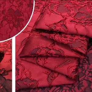 Rose Floral Emboss Jacquard Fabric Polyeter Brocade Damask for Haute Couture Costume Suit Design Sold by 1 Yard image 4