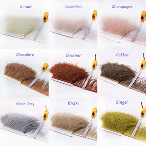 Natural Ostrich Feather Trimming Fringe Tassels Plume with Satin Ribbon Decor for Dress Sewing Millinery Crafts Costumes Pack of 1 meter