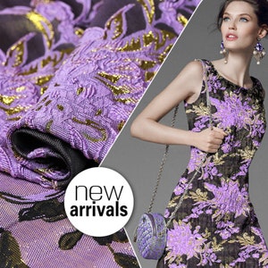 Large People Gold Floral Fabric, Polyeter Cotton Jacquard Fabric, Embossed Style Fabric, Heavy Jaquard Fabric, By 1/2 yard