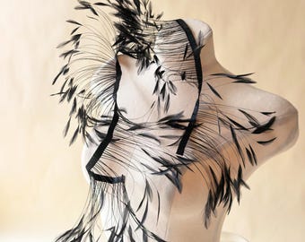 Stripped Rooster Hackle Feathers Plume Fringe Trims for Millinery Fascinators Hat DIY Dance Costume