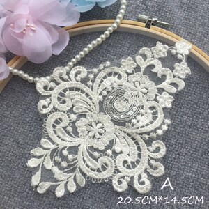 Luxury Embroidery Lace Applique Motif Floral Patches Appliques Sewing on Wedding Bridal Evening Dress Gown Skirt Costume DIY Crafts 1 piece