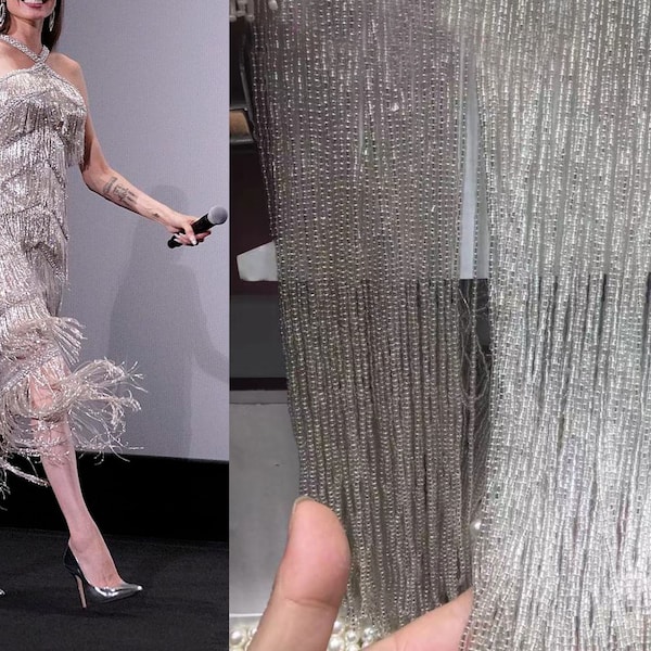 Colgando con cuentas Fringe Trim Drape Heavy Beads Trims para Haute Couture Latin Belly Dance Costume Evening Party Tassel Dress Vendido por 1 yarda