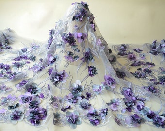 PLUM-PURPLE DAMASK LACE EMBROIDERY ON A TEXTURE MESH-BY YARD.