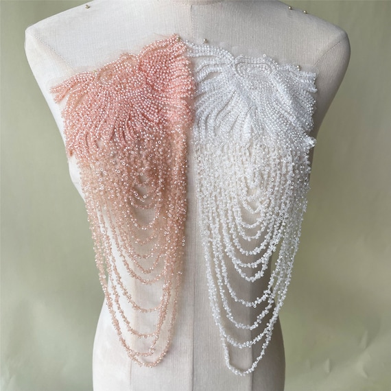 sweater dress beige Pink Tulle With Beads 3D Appliques Long Sleeves V-neck Prom Dresses , –  clover sew main image 0