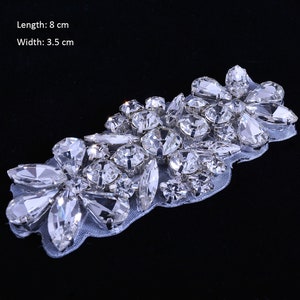 Rose Gold Crystal Rhinestone Applique Diamante Appliques Sash Belt DIY Iron Glue on Bridal Wedding Bridesmaids Dress Gown 1 Piece