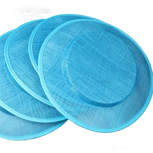 Turquoise Round Shaped Button Fascinator Sinamay Hat Base Top Hat for Millinery & Hat Making 12.2&quot; Diameter
