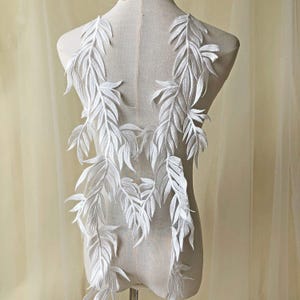 Vine Leaves Lace Applique Embroidery Stitch Patch for Bridal Gown Wedding Girl Dress Craft DIY Project