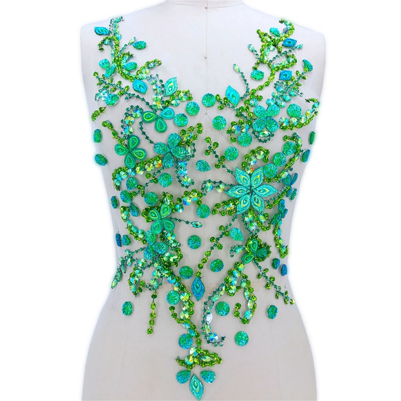 Heavy Beads Bodice Rhinestone Applique Pearl Motif Diamante Etsy