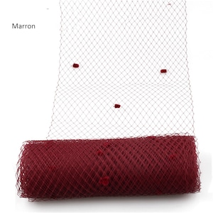 25cm (9.84&quot;) Dotted Crinoline Fishnet Russian Wedding Birdcage Veils Millinery Fascinator Bridal Veiling Netting Ribbon Filet
