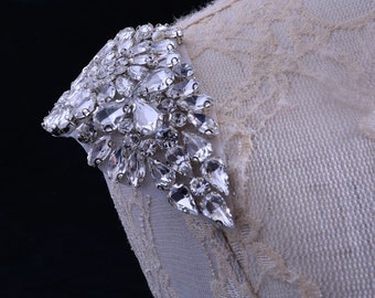 Bling Silver Crystal Rhinestone Applique Diamante Appliques Sash Belt DIY Iron Glue on Bridal Wedding Bridesmaids Dress Gown 1 Piece