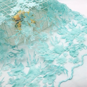Embroidery 3D Flower Bridal Lace Fabric Materials Lace Mesh DIY Dance Costume Prom Wedding Dress Gown Sold by the yard