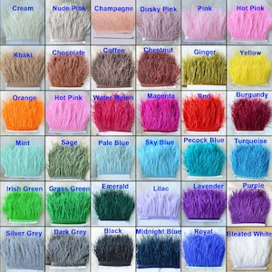 34 Farben Strauß Federn Besatz Fransen Quasten Feder mit Satinband für Kleid Hutmacherkunst Fascinators Handwerk von 1 Meter verkauft