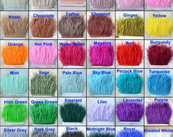 34 kleuren Struisvogelveren Trimmen Fringe Kwasten Pluim met Satijnen Lint voor Jurk Modevak Fascinators Ambachten verkocht per 1 meter