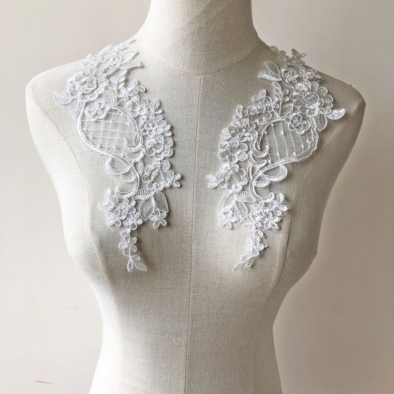 Applique En Dentelle Brodée Bianriche - Motif Floral, Blanc, Pour Customiser Robes, Vêtements, Décorations DIY