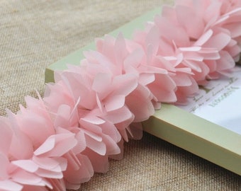 Chiffon Leaves Tulle Lace Trims Ruffled Mesh Ribbon Trimmings for Wedding Dress Dolls Skirt Hem Cake Dress Gown Sold by the Yard 6CM