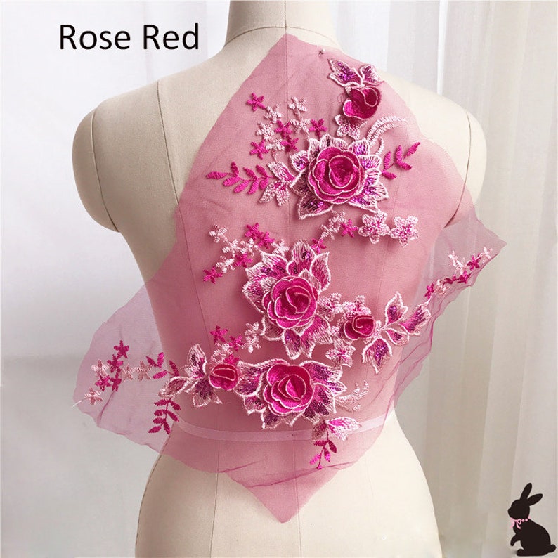 3D Floral Lace Applique Motif Materials Embroidery Lace Patch Etsy