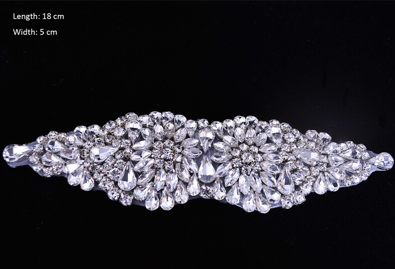 Diamante Crystal Bridal Applique - Rhinestone Flower Motif For Dresses & Hats