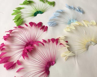 Stripped Coque Feather Fan Plume Feathers for Fascinators & Hat Making Millinery Supplies Decor 1 Piece