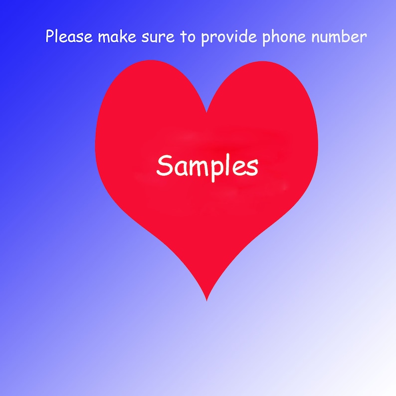 May include: A red heart with the word "Samples" written in white inside. The heart is on a blue gradient background.
