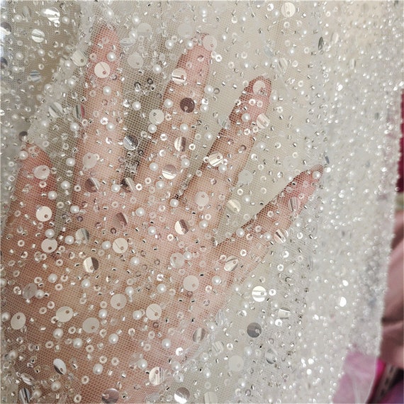 Tissu De Dentelle Aicaine 2025 Paillettes Perles Broderie Marié