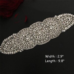 Exclusive Bridal Rhinestone Applique Diamante Appliques Sash Belt DIY Bridal Dress Crystal Wedding Applique with Beads Pearl