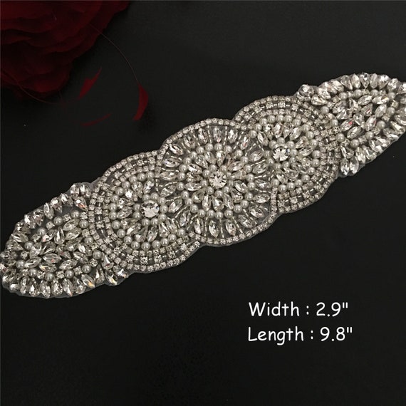 Exclusive Bridal Rhinestone Applique Diamante Appliques Sash  display picture 3
