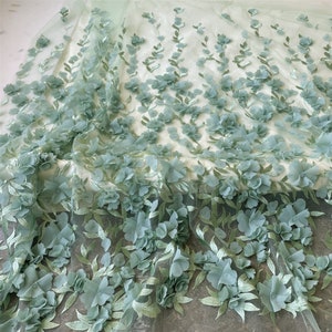 3D Flower Embroidery Lace Fabric Mesh Trims DIY Wedding Bridal Evening Girl Dress Costume Handcrafts 59&quot; Width Sold by the yard