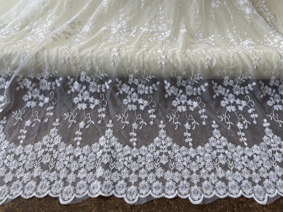 4 Metri Di Tulle Ricamato Con Fiori In Pizzo - Bordo In Rete Per Cucito Fai Da Te, Abbigliamento Sposa, Artigianato E Decorazioni (Larghezza 20 Cm) - 4